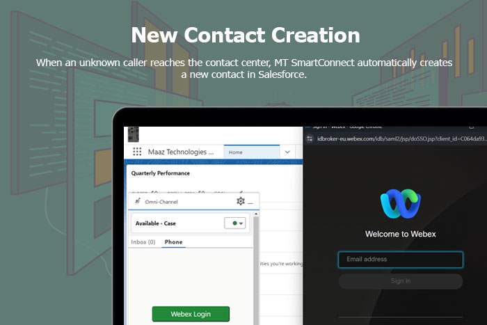 New Contact Creation of an unknown caller in maaz technologies smartconnect