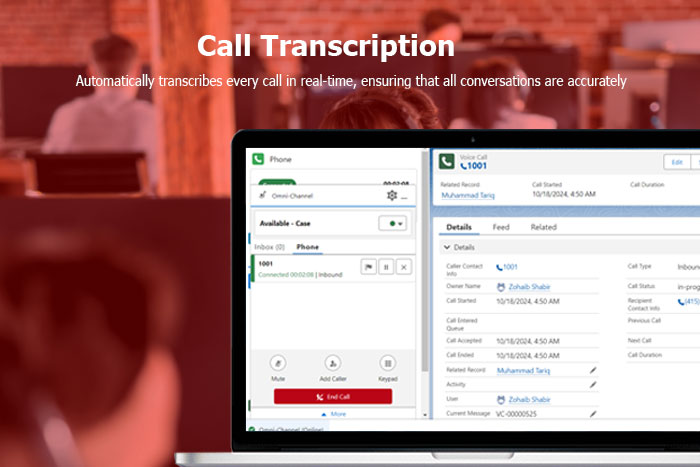 Automatically Call transcription feature in Maaz Technologies salesforce with cisco smartconnect contact center